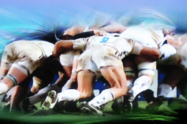 Digital Arts titled "Mêlée rugby YR60" by Ydan Sarciat, Original Artwork, Digital Painting