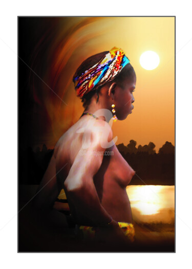 Digital Arts titled "NUDITÉ  AFRICAINE A…" by Ydan Sarciat, Original Artwork, Digital Painting