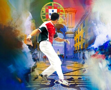 Pelote basque portugaise Digital Arts titled "Pelote basque portu…" by Ydan Sarciat, Original Art, Digital Painting