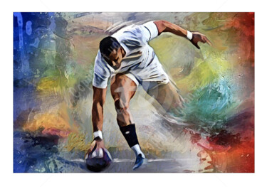 Arts numériques intitulée "L'essai de rugby." par Ydan Sarciat, Œuvre d'art originale, Peinture numérique