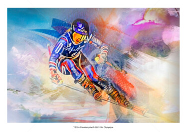 Arts numériques intitulée "Ski Olympique" par Ydan Sarciat, Œuvre d'art originale, Peinture numérique