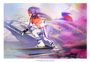 Arts numériques intitulée "Ski JO 2022" par Ydan Sarciat, Œuvre d'art originale, Peinture numérique