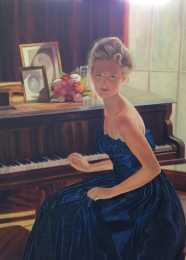 Painting titled "Pianiste" by Dany Tournier, Original Artwork, Acrylic Mounted on Wood Stretcher frame