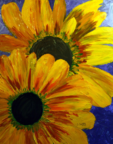 Картина под названием "Rayon de soleil-1" - Yves Downing, Подлинное произведение искусства, Акрил Установлен на Деревянная р…