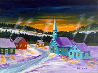 Painting titled "douceur hivernale" by Yves Downing, Original Artwork, Acrylic Mounted on Wood Stretcher frame