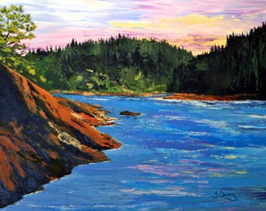Painting titled "Baie-des-Rochers (C…" by Yves Downing, Original Artwork, Acrylic