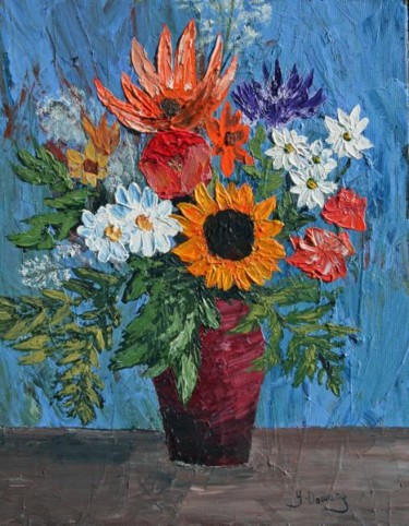 Peinture intitulée "Le bouquet champêtre" par Yves Downing, Œuvre d'art originale, Acrylique Monté sur artwork_cat.