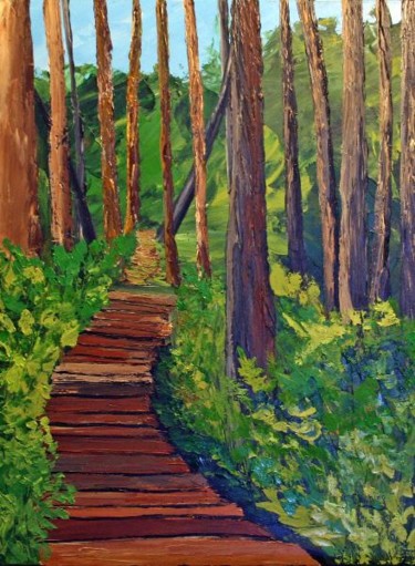Peinture intitulée "Le parc forestier" par Yves Downing, Œuvre d'art originale, Acrylique Monté sur Châssis en bois