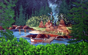 Peinture intitulée "Le totem" par Yves Downing, Œuvre d'art originale, Acrylique Monté sur Châssis en bois