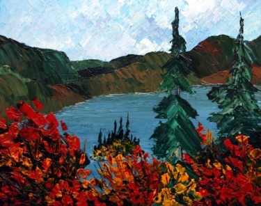 Peinture intitulée "La lac Ha Ha" par Yves Downing, Œuvre d'art originale, Acrylique