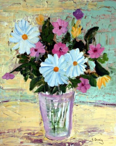 Pittura intitolato "Bouquet de saison" da Yves Downing, Opera d'arte originale, Cera