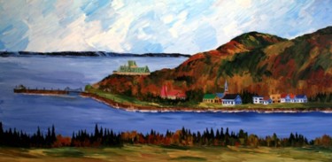 Painting titled "La baie de Pointe a…" by Yves Downing, Original Artwork, Acrylic Mounted on Wood Stretcher frame