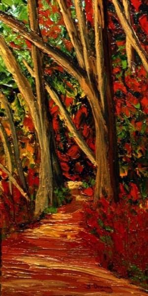 Painting titled "Forêt centenaire" by Yves Downing, Original Artwork, Acrylic Mounted on Wood Stretcher frame