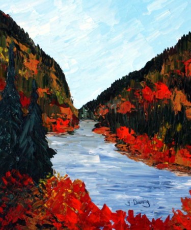 Peinture intitulée "L'automne flamboyant" par Yves Downing, Œuvre d'art originale