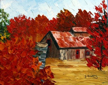 Peinture intitulée "La cabane au Canada" par Yves Downing, Œuvre d'art originale, Acrylique Monté sur Châssis en bois