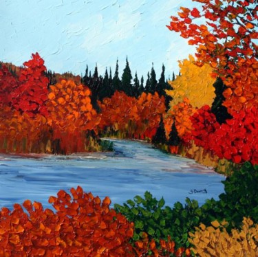 Painting titled "Début automne sur l…" by Yves Downing, Original Artwork, Acrylic Mounted on Wood Stretcher frame
