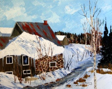 Painting titled "Le vieux moulin àsc…" by Yves Downing, Original Artwork