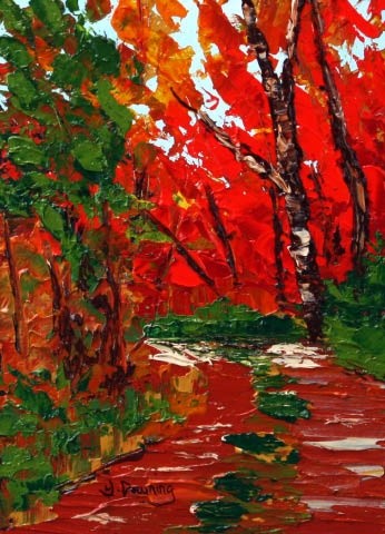 Peinture intitulée "Le chemin du lac Qu…" par Yves Downing, Œuvre d'art originale, Acrylique