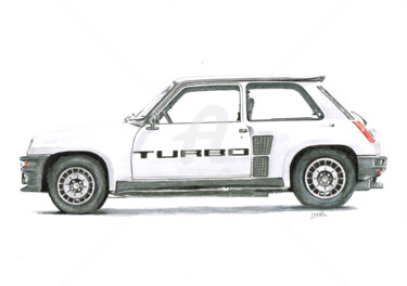 Dibujo titulada "Renault 5 turbo" por Dessinludo, Obra de arte original, Rotulador