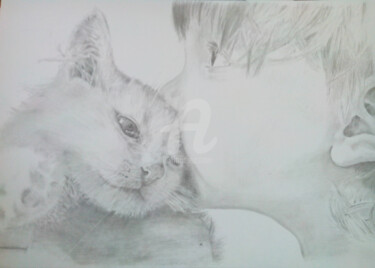 Drawing titled "Le Baiser" by Dessinludo, Original Artwork, Graphite