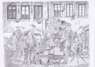 图画 标题为“Scène de rue Wita” 由Dessinludo, 原创艺术品, 石墨