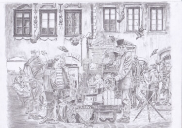 Dessin intitulée "Scène de rue Wita" par Dessinludo, Œuvre d'art originale, Graphite