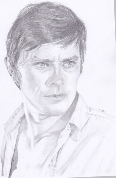 Drawing titled "Alain Delon" by Dessinludo, Original Artwork, Graphite