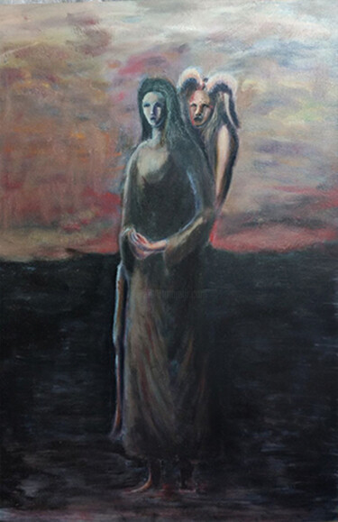 Painting titled "Mother and child" by Yehor Bulbak, Original Artwork, Oil
