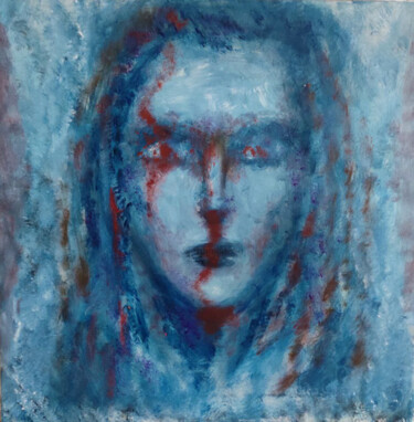Painting titled "Blue face" by Yehor Bulbak, Original Artwork, Oil