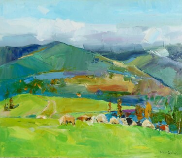 Peinture intitulée "Mountains Painting…" par Yehor Dulin, Œuvre d'art originale, Huile