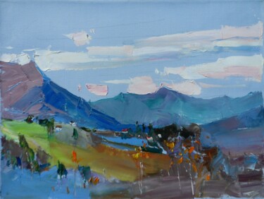 Malerei mit dem Titel "Mountains Painting…" von Yehor Dulin, Original-Kunstwerk, Öl