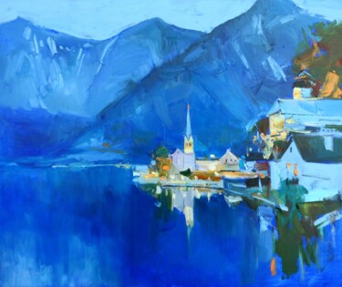 Painting titled "Hallstatt,Austria" by Yehor Dulin, Original Artwork, Oil