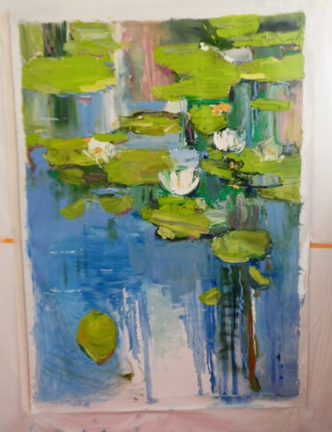 Painting titled ""Water lilies"" by Yehor Dulin, Original Artwork, Oil