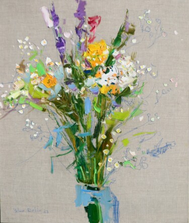 Painting titled "" Wildflowers "" by Yehor Dulin, Original Artwork, Oil