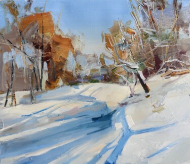 Painting titled ""Winter forest "" by Yehor Dulin, Original Artwork, Oil