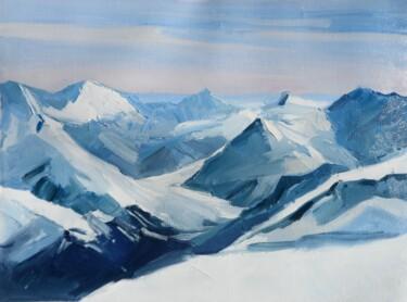 Pintura intitulada ""Winter mountains"" por Yehor Dulin, Obras de arte originais, Óleo