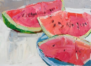 Painting titled "" Watermelon"" by Yehor Dulin, Original Artwork, Oil