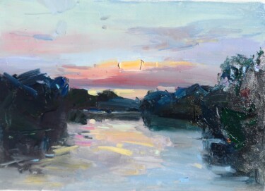 Pintura intitulada "Sunset" por Yehor Dulin, Obras de arte originais, Óleo