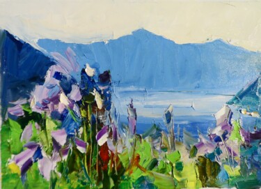 Malerei mit dem Titel "Flowers in the moun…" von Yehor Dulin, Original-Kunstwerk, Öl