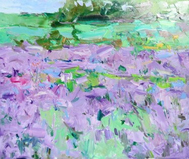 Painting titled "Lavender Field land…" by Yehor Dulin, Original Artwork, Oil