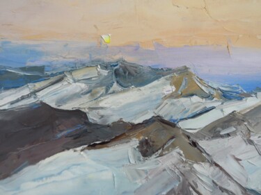 Schilderij getiteld "Winter mountains Al…" door Yehor Dulin, Origineel Kunstwerk, Olie