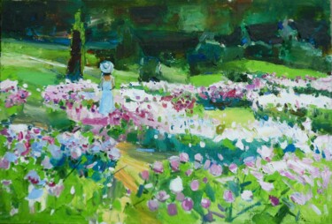 Pintura intitulada "Garden Peonies" por Yehor Dulin, Obras de arte originais, Óleo
