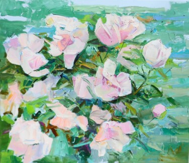 Schilderij getiteld "flowers peonies" door Yehor Dulin, Origineel Kunstwerk, Olie