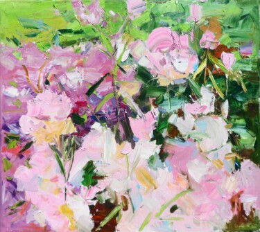 Pintura intitulada "Azalea Flowers pain…" por Yehor Dulin, Obras de arte originais, Óleo