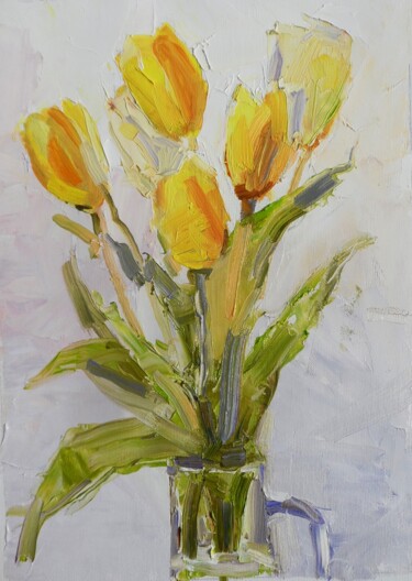 Painting titled "Tulips" by Yehor Dulin, Original Artwork, Oil