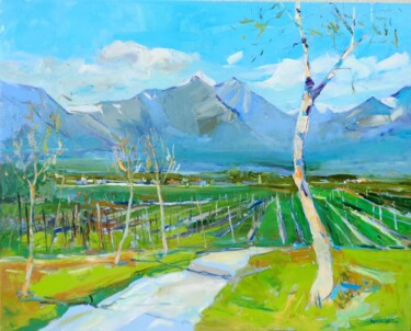 Schilderij getiteld "Mountains Switzerla…" door Yehor Dulin, Origineel Kunstwerk, Olie