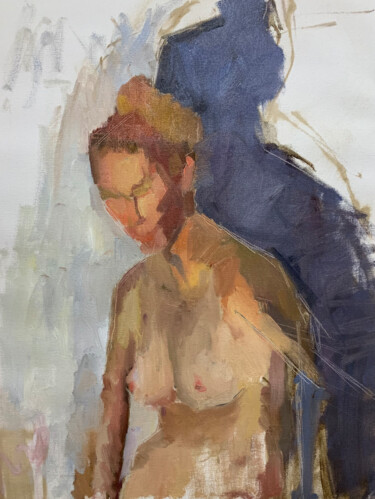 Painting titled "Womans burden" by Ekaterina Belukhina, Original Artwork, Oil Mounted on Wood Stretcher frame