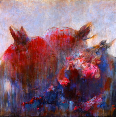 Картина под названием "Красное трио" - Елена Битехтина, Подлинное произведение искусства, Акрил Установлен на Деревянная рам…