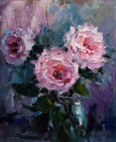 Pintura intitulada "Розы" por Elena Gagarina, Obras de arte originais, Óleo