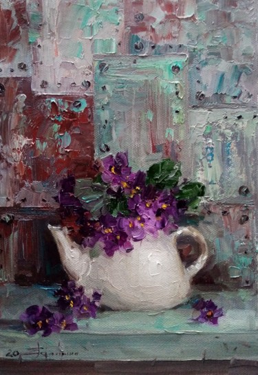 Картина под названием ""В чайнике"" - Елена Гагарина, Подлинное произведение искусства, Масло
